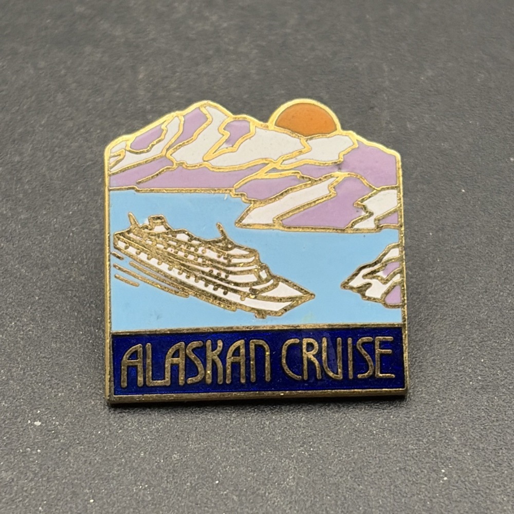 Alaskan‎ Cruise Sunrise Mountains Lapel Hat Pin Travel Souvenir Collectible